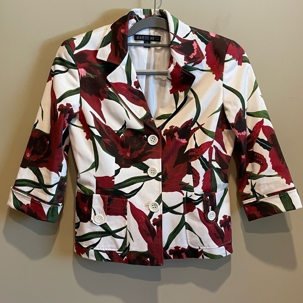 LAFAYETTE 148 Floral Statement Cropped Blazer